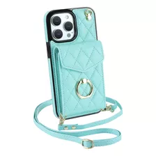 Funda Piel Para iPhone Carcasa De Bolsa Con Correa Y Anillo