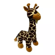 Girafa De Pelúcia Animais Realista Safari Decoração 34 Cm