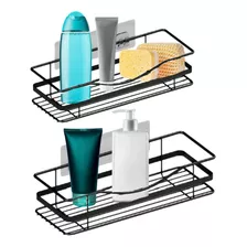 Estantes Organizador Baño Ducha Set X2 Repisas Adhesivo Color Negro