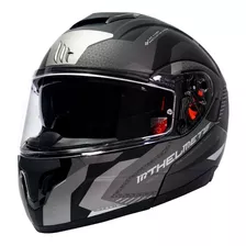 Casco De Moto Mt Helmets Atom Sv Híbrido Gris Mate + Fogoff