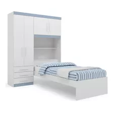 Kit Cama Com Cabeceira Baú E Guarda Roupa Grafite Av Ac Fg