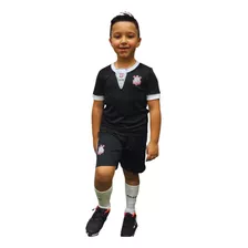 Conjunto Infantil Do Corinthians Kit Artilheiro Preto