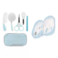 Kit Cuidados Higiene Com Estojo Para Bebe Menino Azul Buba