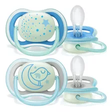 Chupeta Avent Silicone Ultra Air Night Time 6 A 18 M Brilha Cor Azul Período De Idade 6-18 Meses