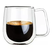 Taza Doble Vidrio Con Asa Para Té Café Aislamiento No Quema 