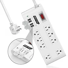 Bestek 8-outlet Protector De Sobretensión Power Strip Con 4 