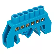 Barra Aisladora De Confección Azul 6 Polos P/riel Din 35mm