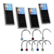 40 Piercing De Nariz Nostril Com Pedras De Strass Coloridas