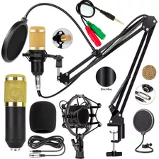 Kit Microfone Condensador Profissional Podcast Estúdio Canto