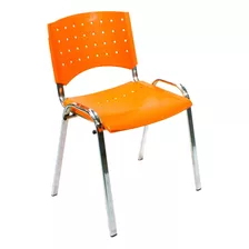 Silla De Escritorio Mobilarg Lisy Fija Plástica S/brazos Base Cromada Naranja