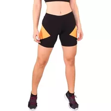 Short Preto Com Detalhe Amarelo