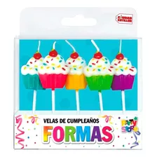 Set Velas Cupcakes Muffins X 5 Unidades