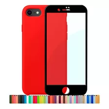 Capa Capinha Silicone Compatível iPhone 7 8 Se + Película 3d Cor Vermelho Nome Do Desenho Película Preta
