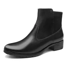 Botas Femininas Cano Curto Salto Baixo Botina Couro Fk 264