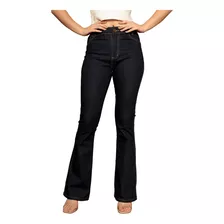 Calça Tex Jeans Feminina Flare Lavagem Escura Elegante Luxo 