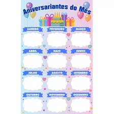 Banner Didático Escolar Aniversariantes Do Mês