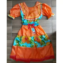 Vestido Infantil De Festa Junina Junino Tam 16 + Tiara