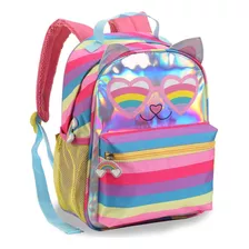 Mochila Infantil 13 Gatinha Com Bolso Arco - Íris