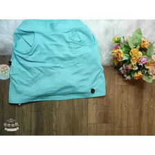 Saia Shorts Curta Reta Poliamida Femenino Luxxo Com Bolso