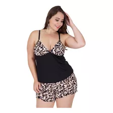 Kit Com 4 Short Doll Plus Size W1170 Pijama Camisola 