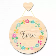 Porta Maternidade Guirlanda Flores. Placa Personalizada. P30