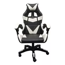 Silla Gamer 65x62x105-115 Color Negro-blanco Material Del Tapizado Cuero Sintético