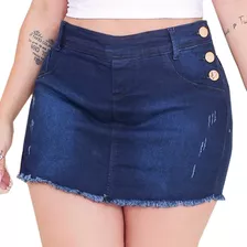 Saia-shorts Jeans Feminino Desfiado Curto Reveillon