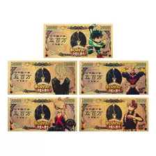 My Hero Academia Set 5 Billetes Yen Dorados Anime Bakugo