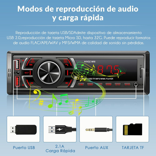 Auto Estereo Coche Reproductor Mp3 Radio Con Bt Aux Tf 2usb Foto 6