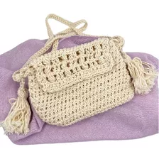 Cartera Bandolera Crochet Con Borlas