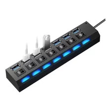 Hub Usb Treqa 7 Puertos Luz Led 40cm Protección Sobrecarga