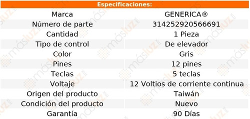 (1) Control Elevador Gris Pontiac Grand Prix 97/03 Generica Foto 2