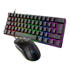 Kit Teclado Mecânico + Mouse Gamer 6400 Dpi 6 Botões Com Switch Bluecom Led Rgb Usb Luuk Young T60 Cor Preto