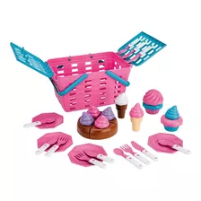 Cesta Piquenique Cupcake Kit Cake Rosa Infantil - Magic Toys
