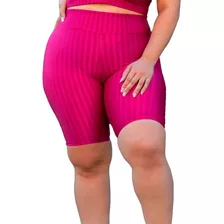 Bermuda Preta Feminina Academia Plus Size Cintura Alta 3d 