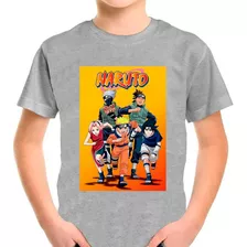 Camiseta Infantil Cinza Desenho Naruto Anime 05