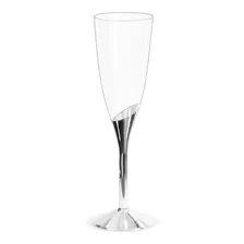 Taça Acrílico Champagne Réveillon Ano Novo Prata 6 Unidades