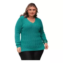 Blusa De Frio Feminino Plus Size Tricot Premium Manga Longa