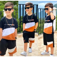 Roupa Infantil Masculina Conjunto Camiseta Bermuda Linha Top