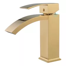 Torneira Monocomando Cascata Curva Baixa Dourada Acabamento Brilhante Cor Dourado