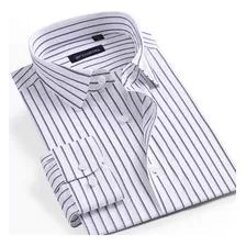 Camisa Social Masculina Listrada, Camisas Padrão De Algodão