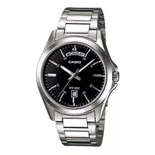 Reloj Casio Mtp1370 1a Hombre Plata Fechador Full Color De La Correa Plateado Color Del Bisel Negro Color Del Fondo Negro