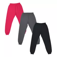 Kit 3 Peças Calça Juvenil Flanelada Lisa Inverno Menina Frio