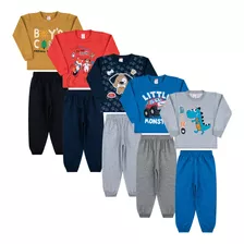 Kit 5 Conjunto Moletom Infantil Menino Inverno Atacado Frio