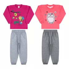 Kit 2 Roupa Moletom Conjunto Infantil Criança Atacado Menina