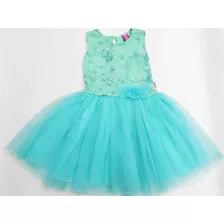 Vestido Corto Chic Tul Rosa Lila Azul Flory Niña 4-12 Años R