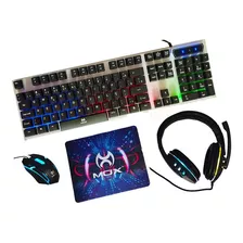 Kit Gamer Completo Teclado Mouse Headset Mouse Pad Cor Do Mouse Preto Cor Do Teclado Branco