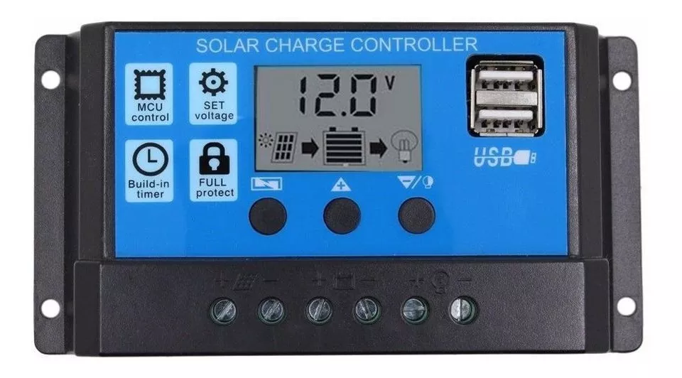 Regulador De Carga Panel Solar 10 Amp Puerto Usb Controlador