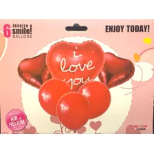 Kit X 6 Globos Completos Love You San Valentín Cotillón