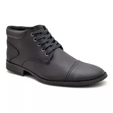 Bota Coturno Social Cafe Preto Couro Veg Oxford Promocao